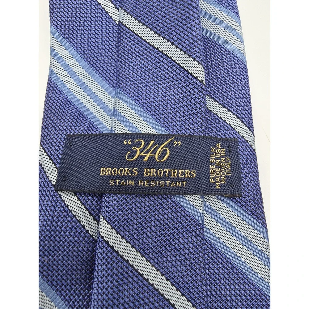 Brooks Brothers 346 Men's Tie Blue White 100% Silk Necktie 60
